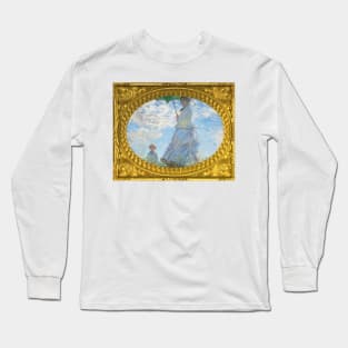 MONET - Claude Monet's Madame Monet and Her Son (1875) by Claude Monet gold frame landscape Long Sleeve T-Shirt